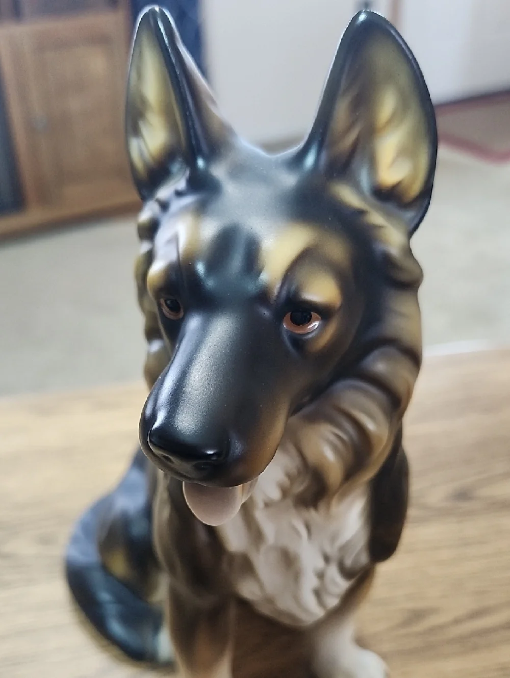 Beautiful, Large ceramic statue German Shepherd Dog Figurine Black & Tan puppy